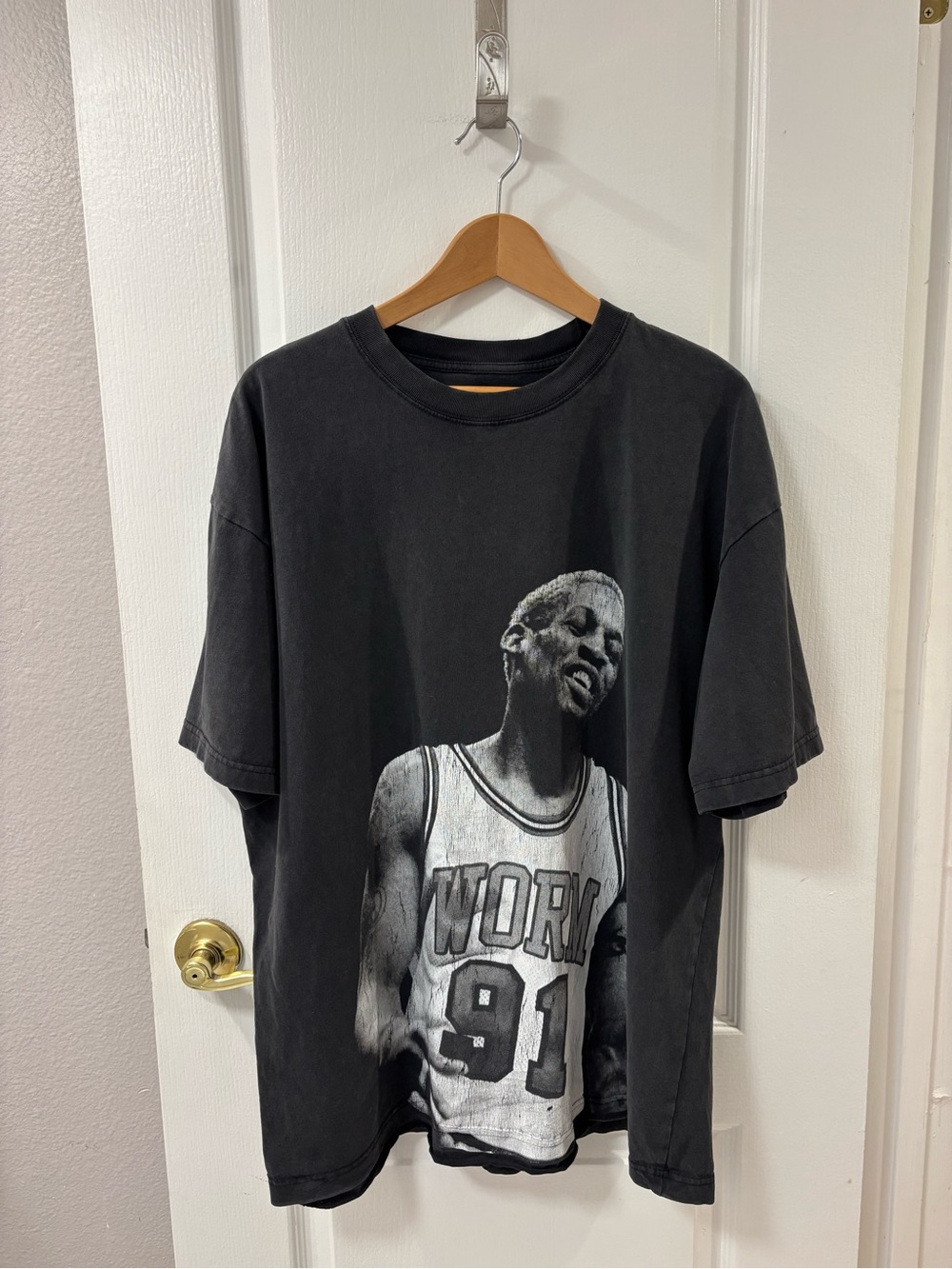 Pacsun Candid Dennis Rodman Cotton Distressed Oversized Graphic Tee Basketball